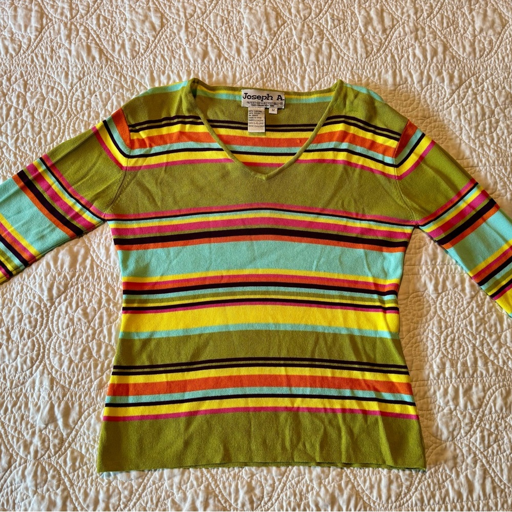 Joseph Multicolor Striped V-Neck Sweater